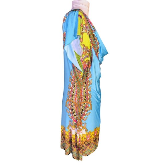Multicolor Paisley Cowl Neck Dress By One World Size M Womens - Picture 7 of 8